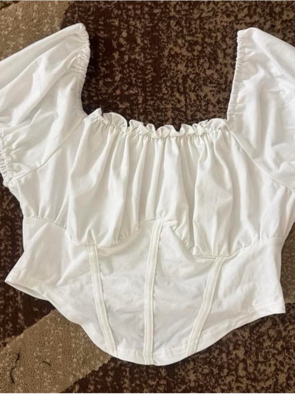 SHEIN White Puff Sleeve Corset Top